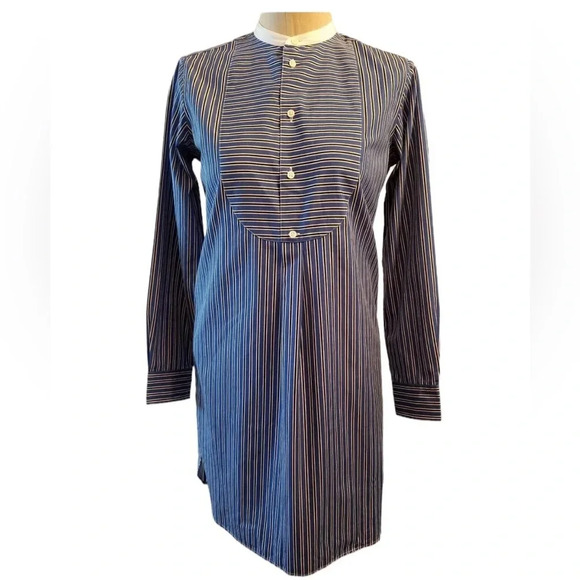 Polo Ralph Lauren Women's Size 4 Blue Striped Mock Neck Causal Shirt Dress $165 - Picture 1 of 6